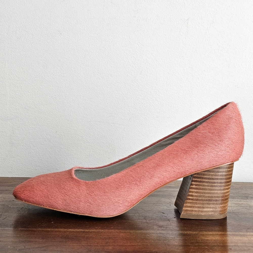 Greycity Calf Hair Genuine Leather Coral Pump Square Comfortable Heels Size 11 - Picture 14 of 16